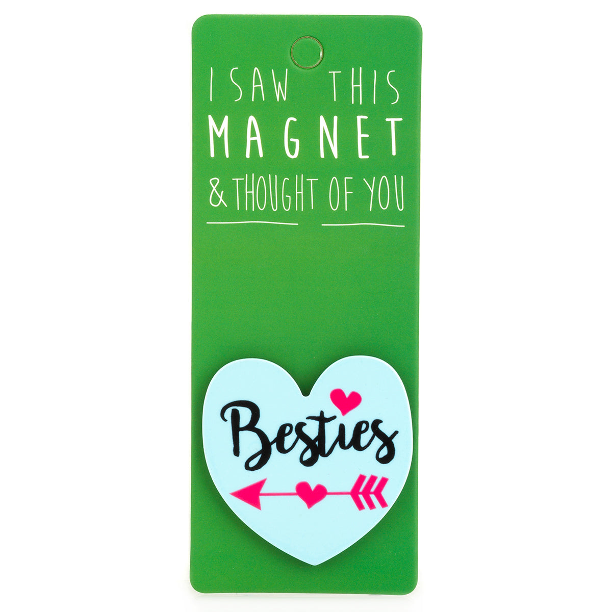 A fridge magnet saying 'Besties'