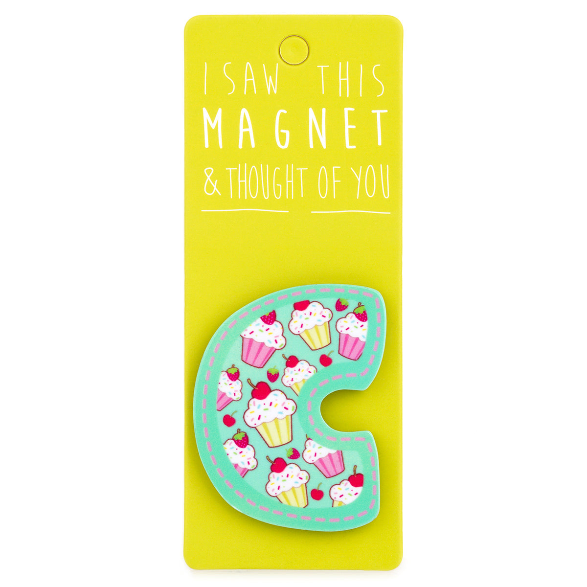 A fridge magnet saying 'C'