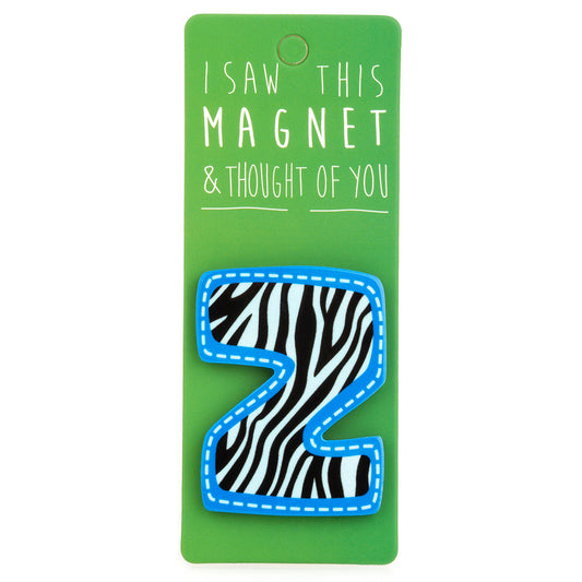 A fridge magnet saying 'Z'