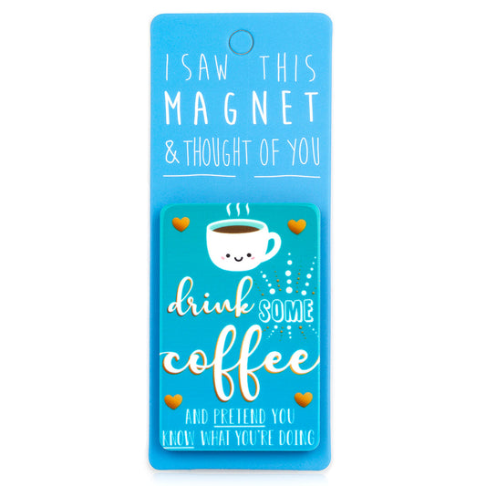 A fridge magnet saying 'Coffee'