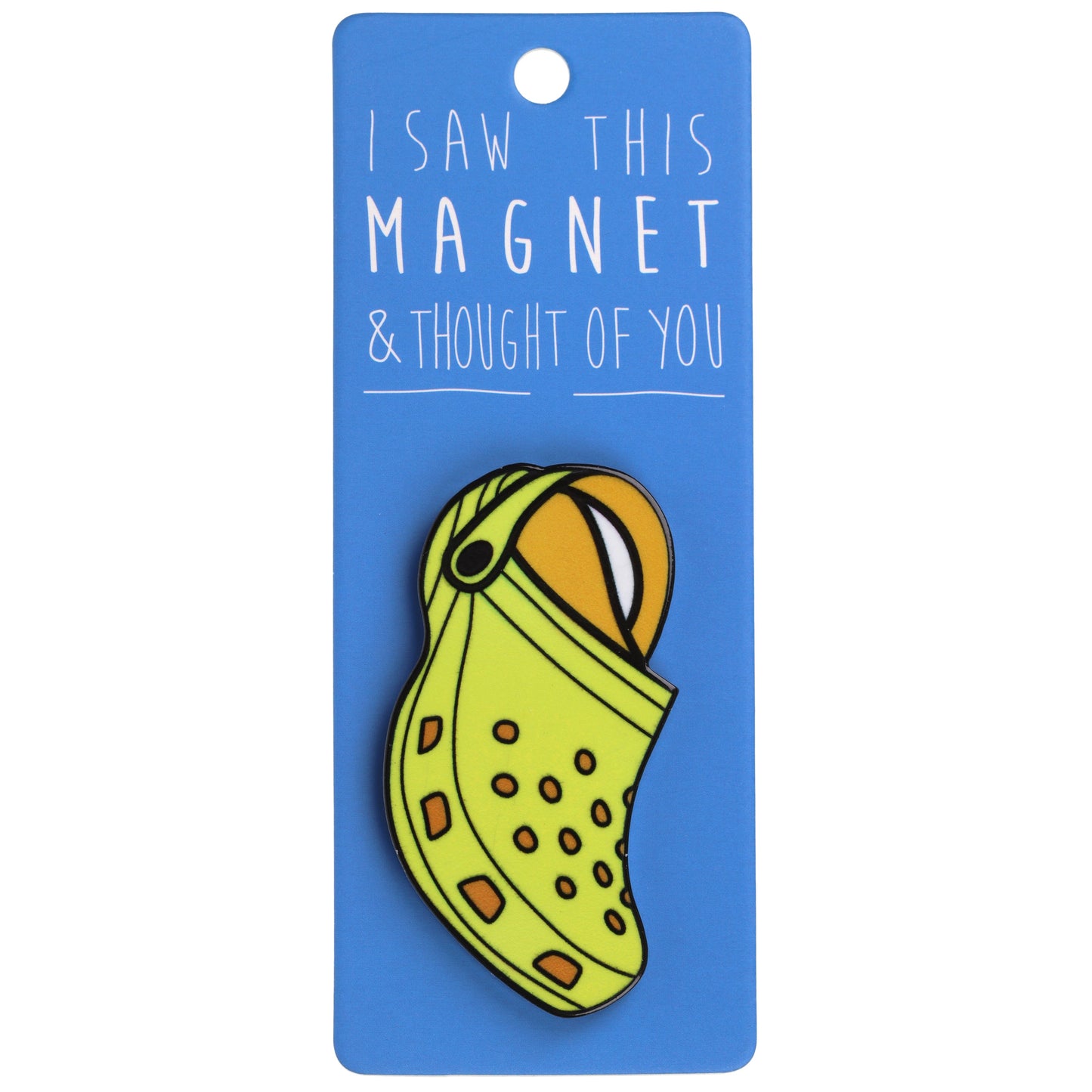 A fridge magnet saying 'Croc'