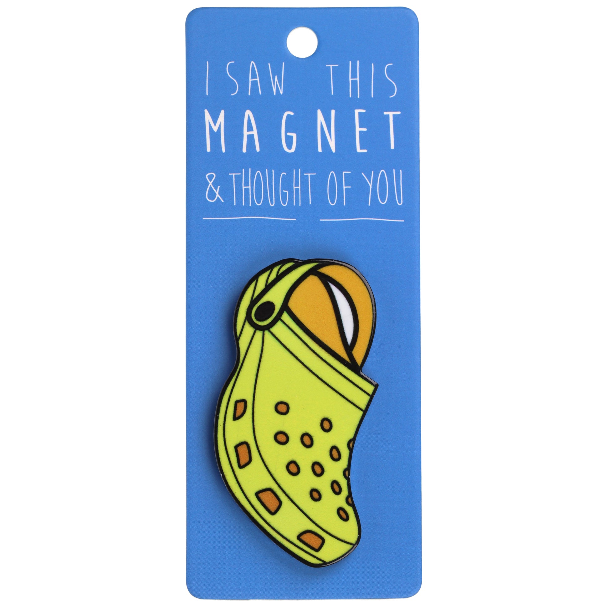 A fridge magnet saying 'Croc'