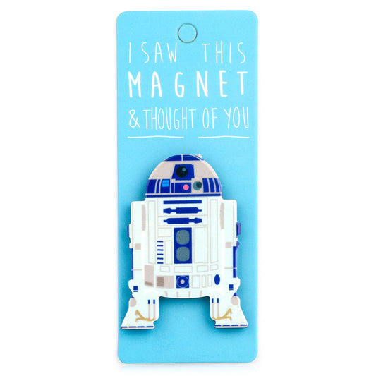 A fridge magnet saying 'Robot'