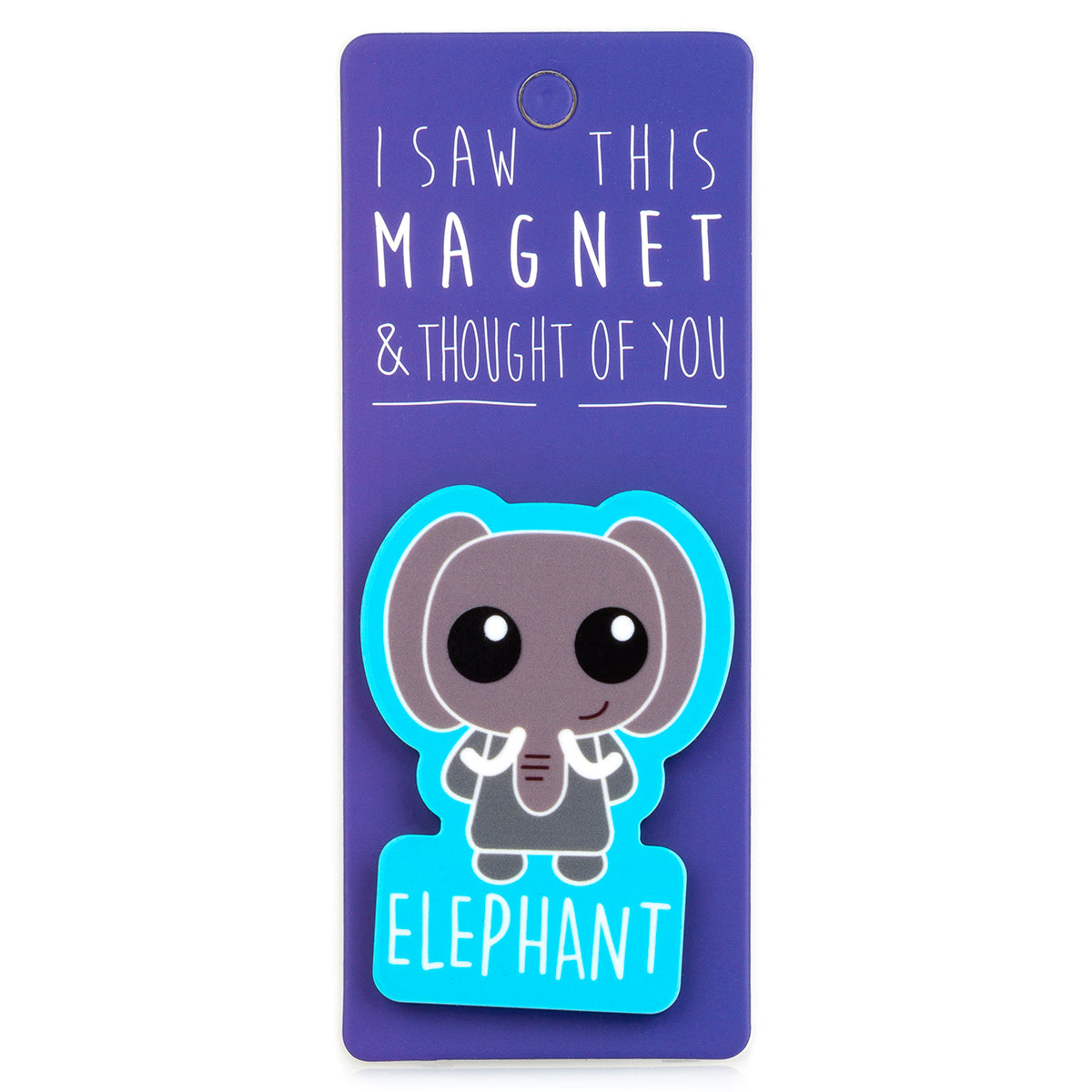 A fridge magnet saying 'Elephant'