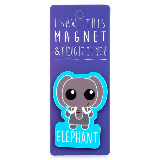 A fridge magnet saying 'Elephant'