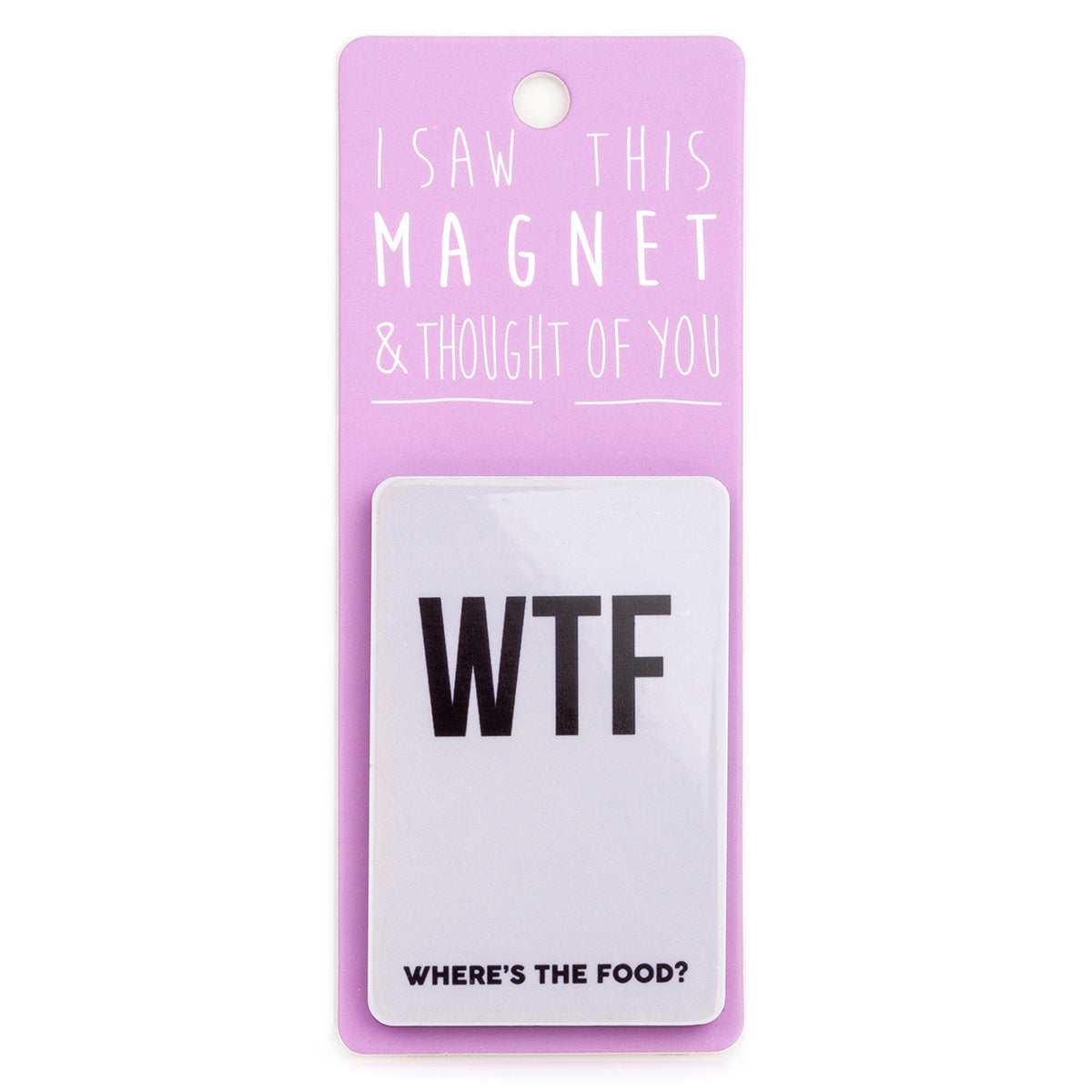 A fridge magnet saying 'Where’s The Food?'