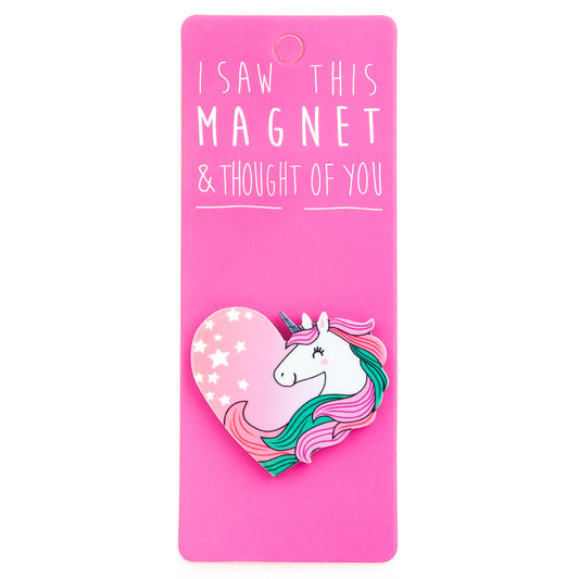A fridge magnet saying 'Unicorn Heart'