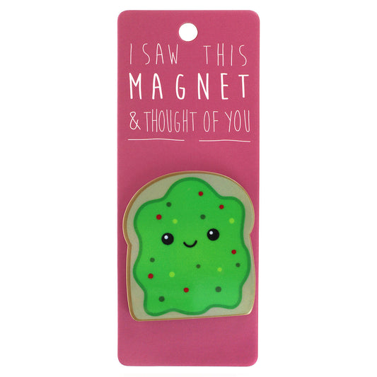 A fridge magnet saying 'To The Fridge and Back'