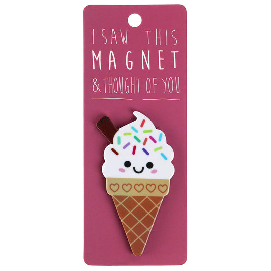 A fridge magnet saying 'Icecream'