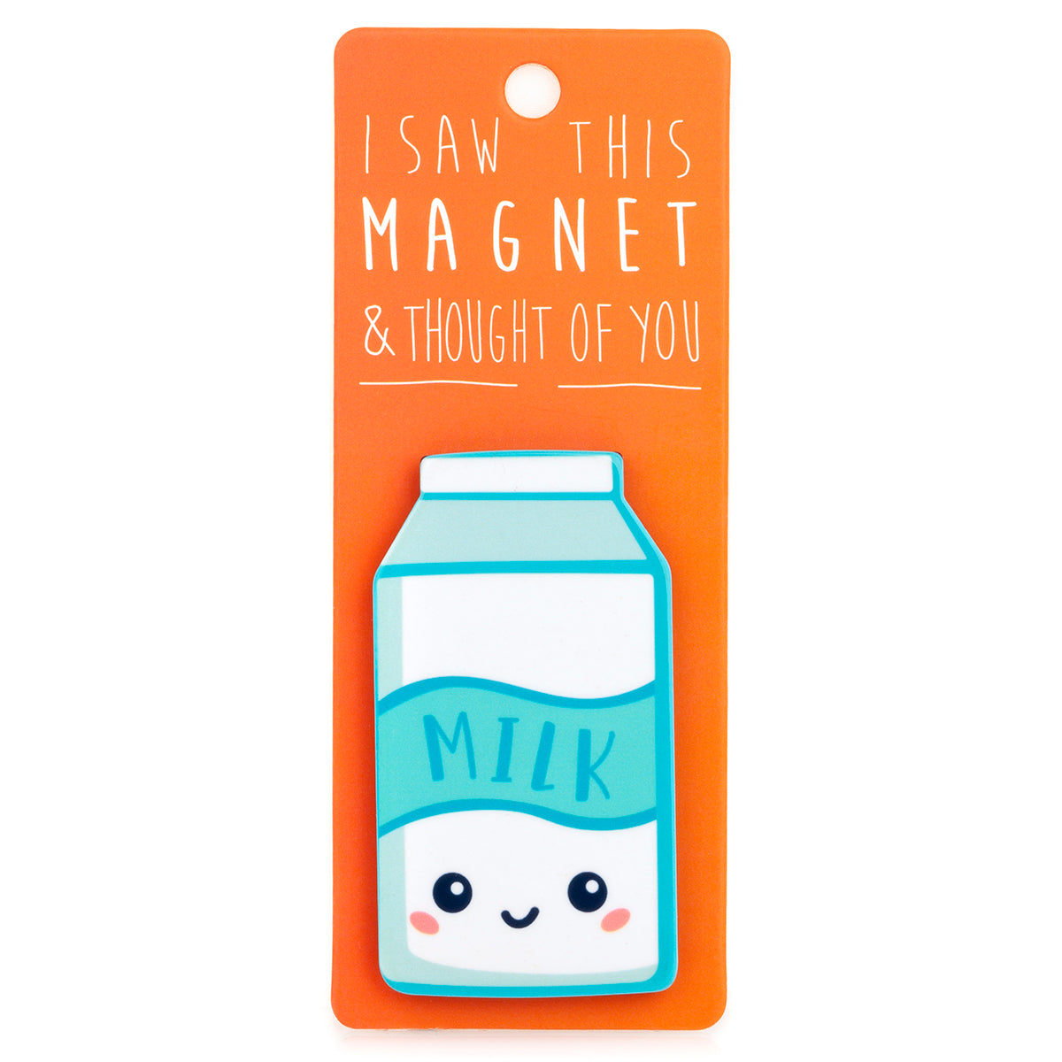 A fridge magnet saying 'Milk'