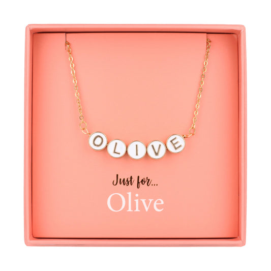 Just For Personalised Necklace - Olive