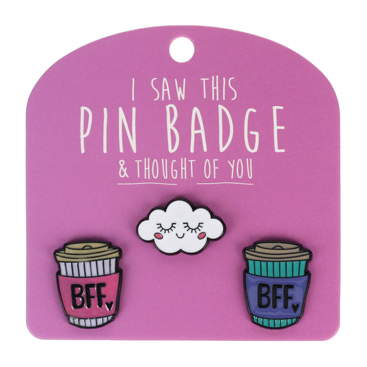 PIN053 - Pin Badges - Cloudy BFF Cups
