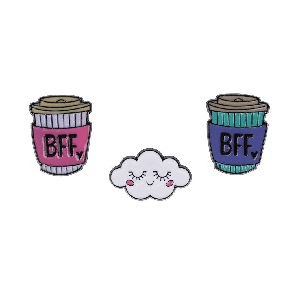 PIN053 - Pin Badges - Cloudy BFF Cups