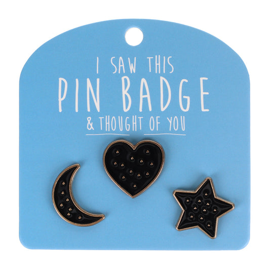 PIN091 - Pin Badges - Moon, Star and Heart