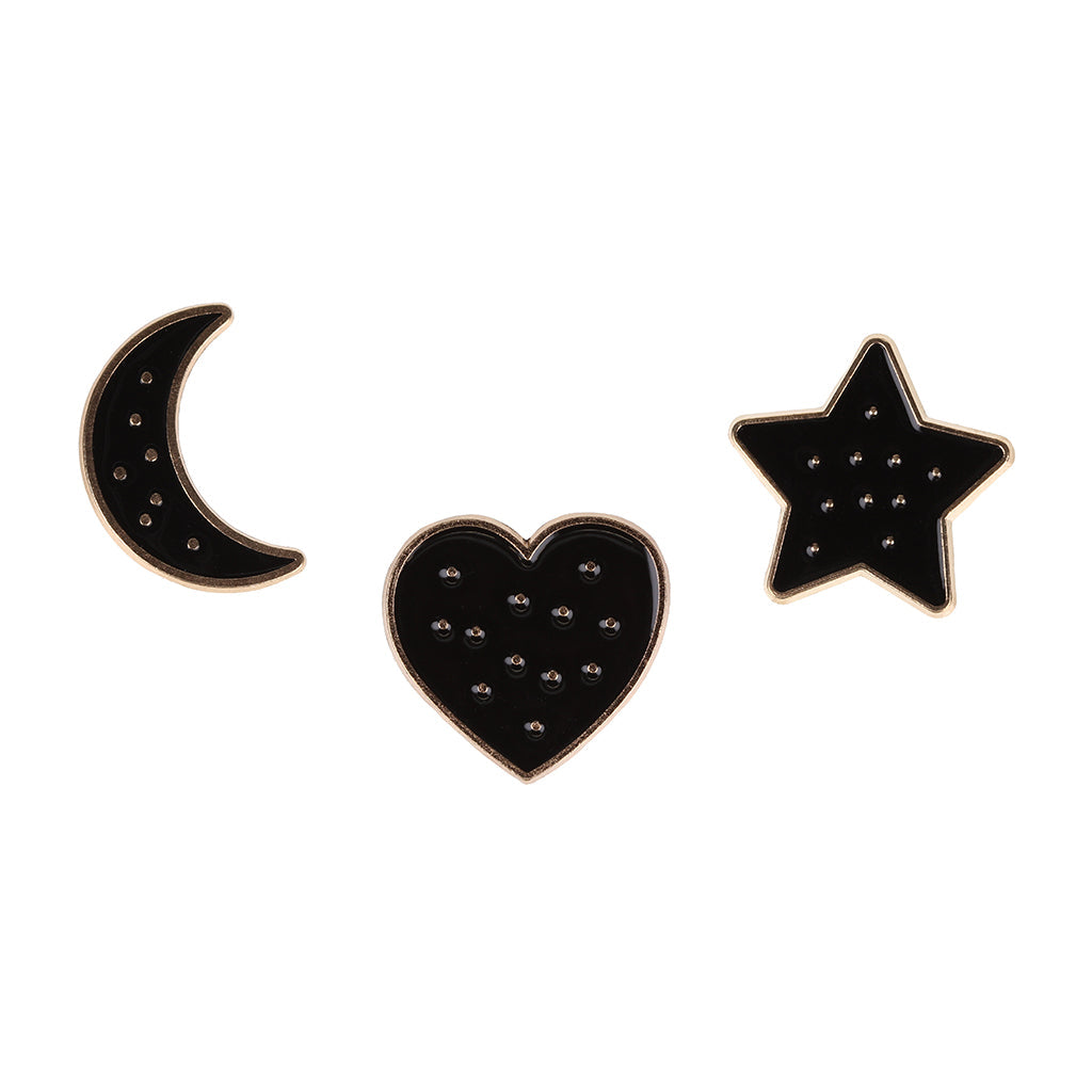 PIN091 - Pin Badges - Moon, Star and Heart