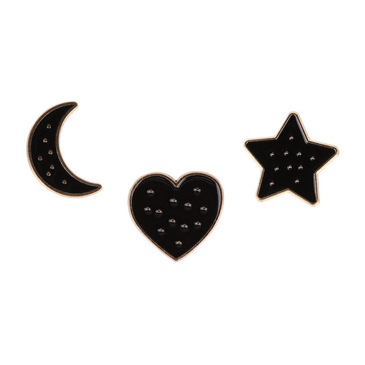 PIN091 - Pin Badges - Moon, Star and Heart