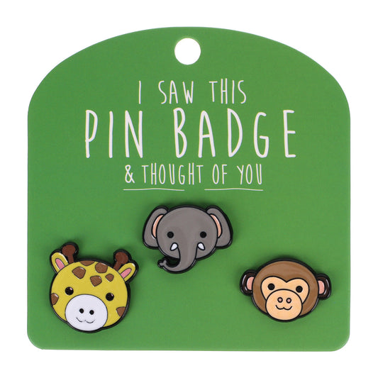 PIN130 - Pin Badges - Giraffe Monkey