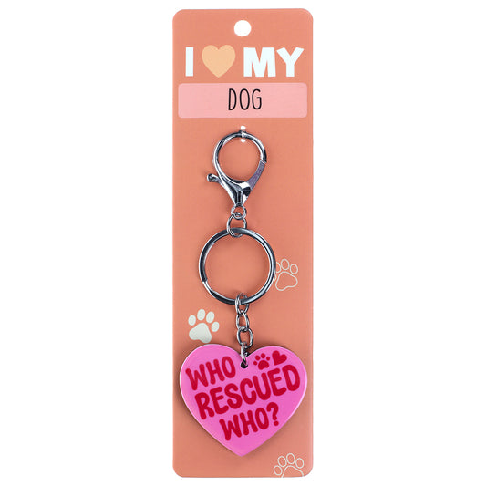 PK037 - Pet Keyring - Who Rescued Who