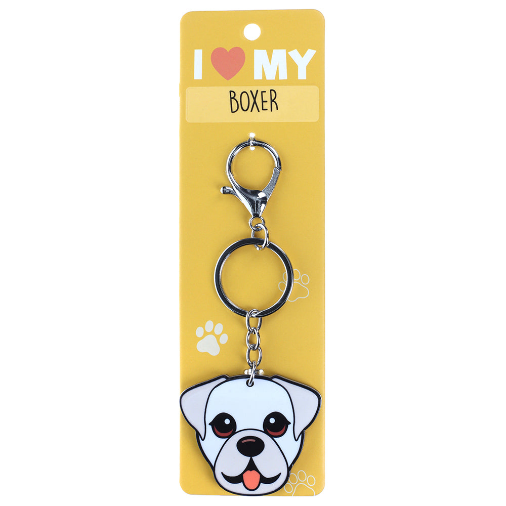 PK046 - Pet Keyring - Boxer White
