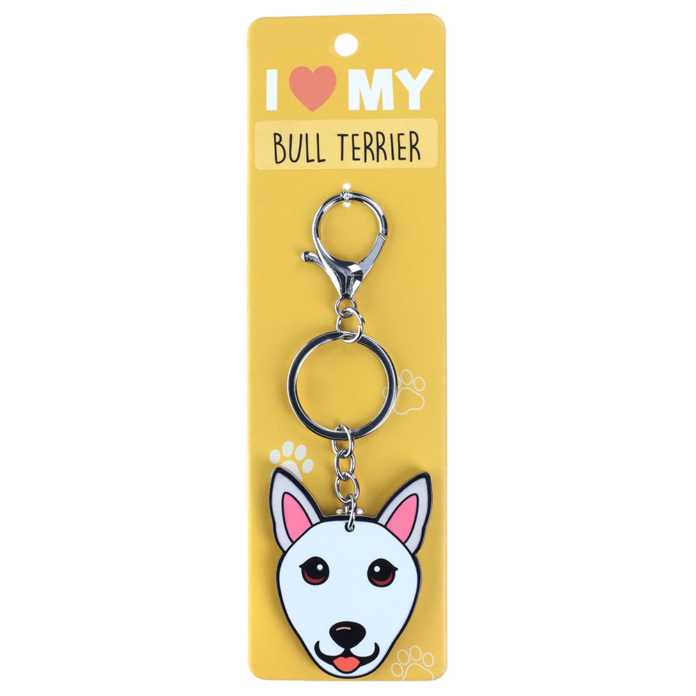 PK049 - Pet Keyring - Bull Terrier White