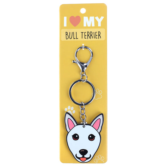 PK049 - Pet Keyring - Bull Terrier White
