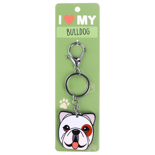 PK051 - Pet Keyring - Bulldog White
