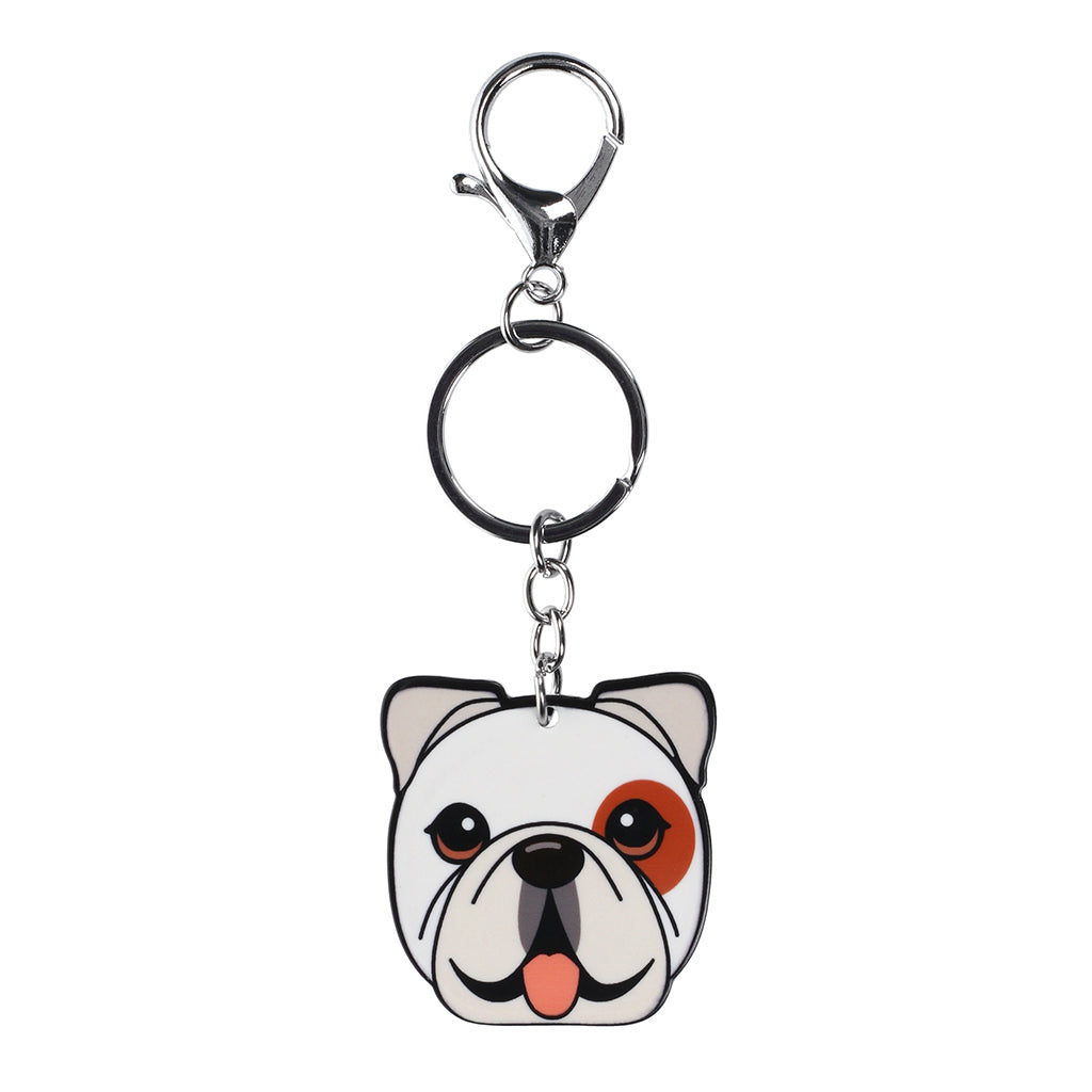 PK051 - Pet Keyring - Bulldog White