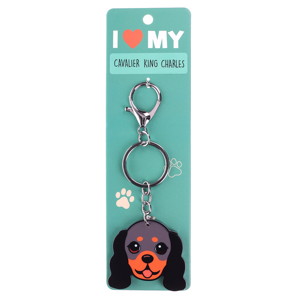 PK057 - Pet Keyring - Cavalier King Charles Black and Tan