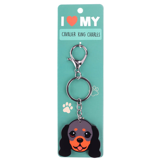 PK057 - Pet Keyring - Cavalier King Charles Black and Tan
