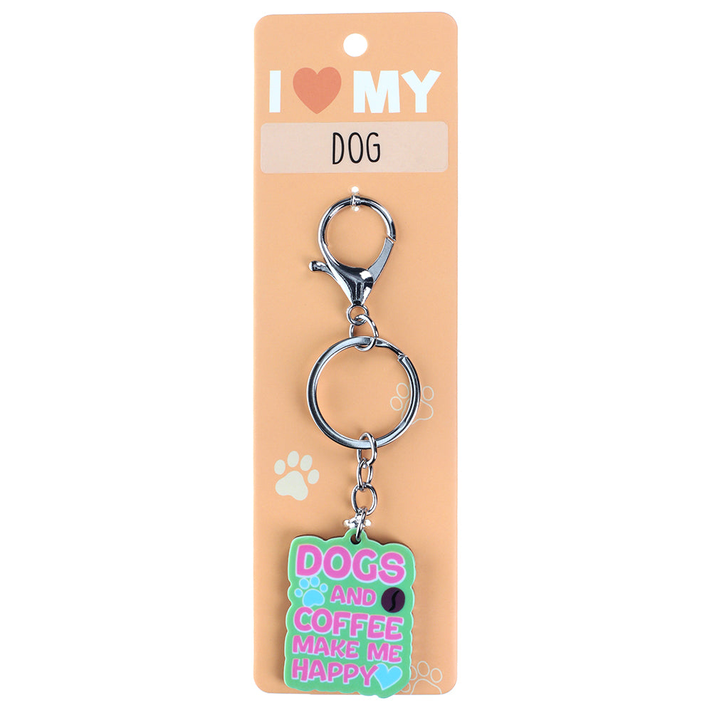 PK079 - Pet Keyring - Dogs And Coffee