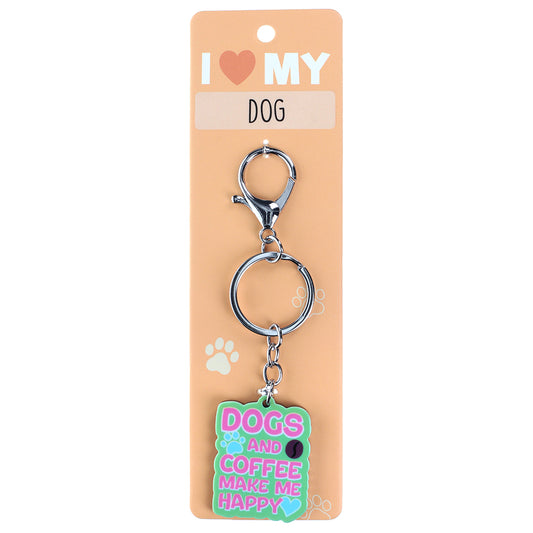 PK079 - Pet Keyring - Dogs And Coffee
