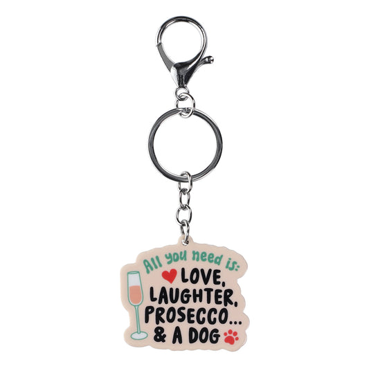 PK080 - Pet Keyring - Love, Laughter, Prosecco