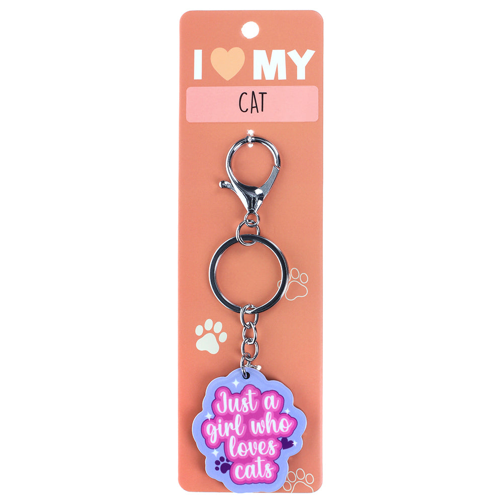 PK110 - Pet Keyring - Girl Who Loves Cats