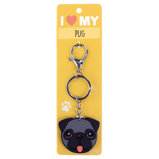 PK117 - Pet Keyring - Pug Black