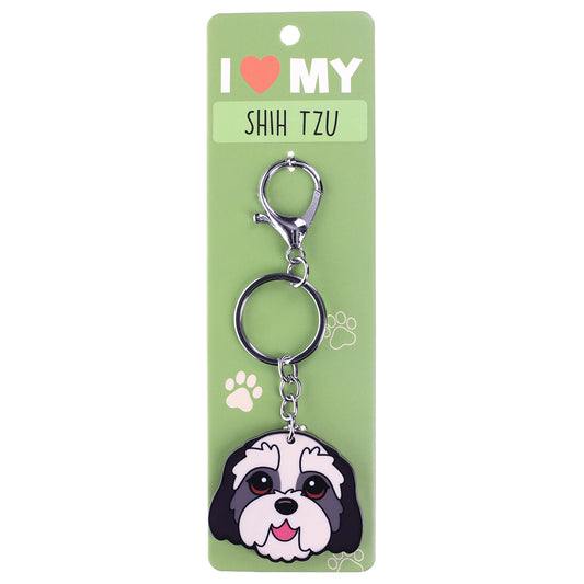 PK125 - Pet Keyring - Shih Tzu Black and White