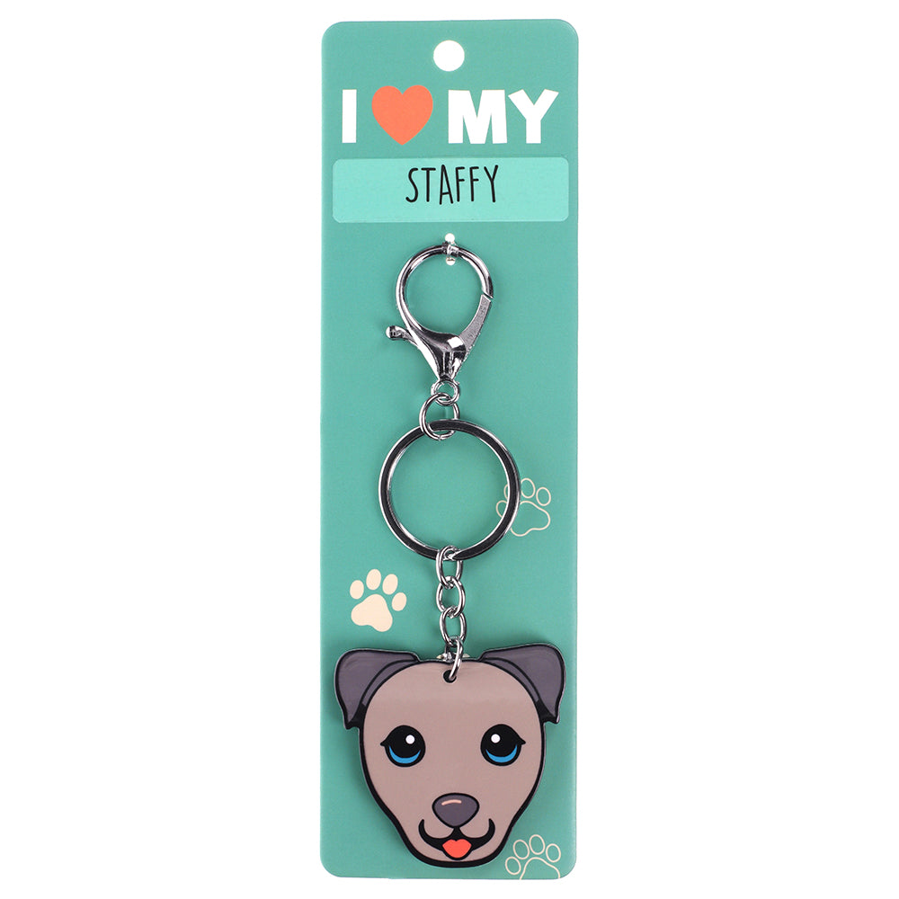 PK130 - Pet Keyring - Staffy Blue