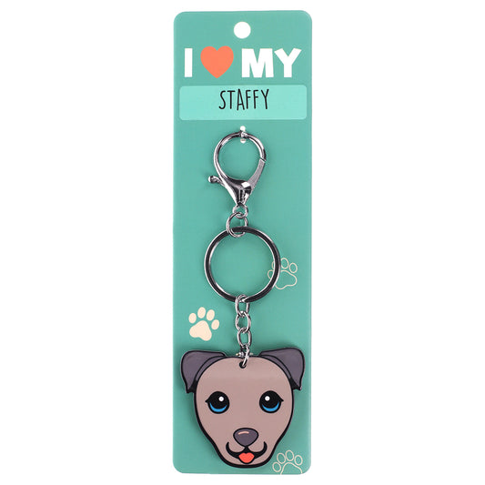 PK130 - Pet Keyring - Staffy Blue