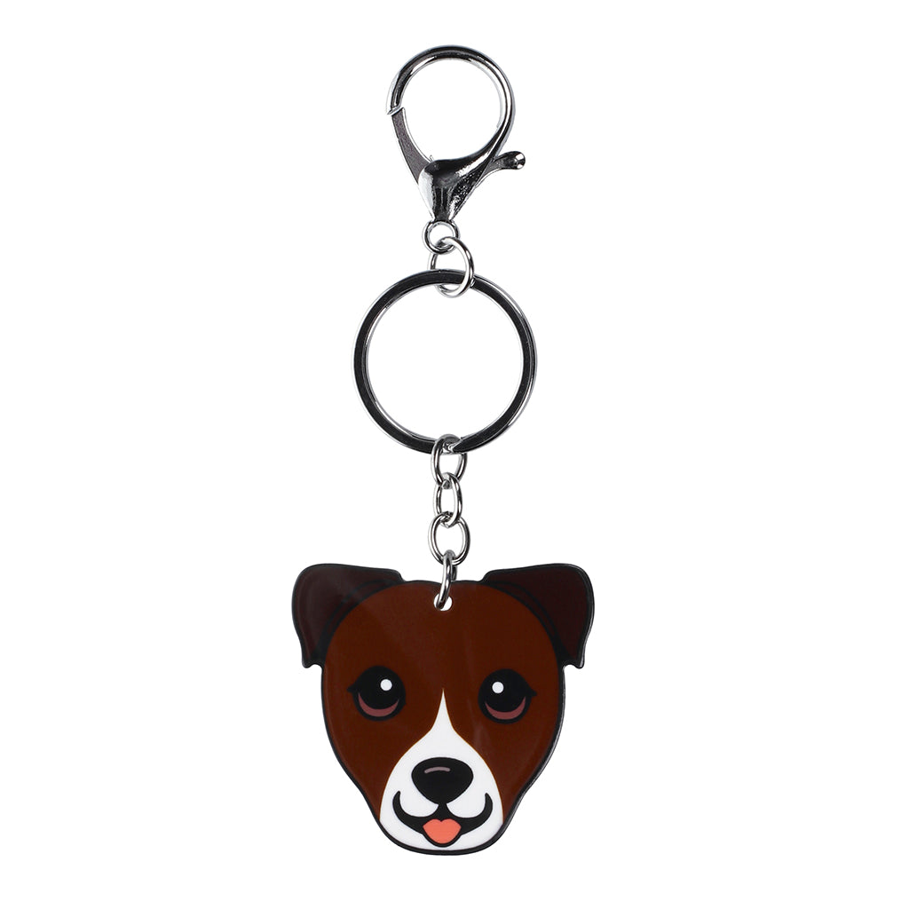 PK131 - Pet Keyring - Staffy Brown and White