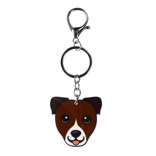 PK131 - Pet Keyring - Staffy Brown and White
