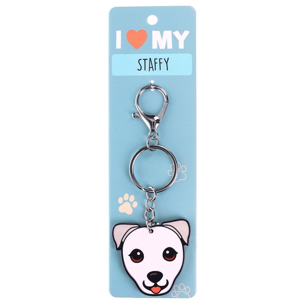 PK132 - Pet Keyring - Staffy White