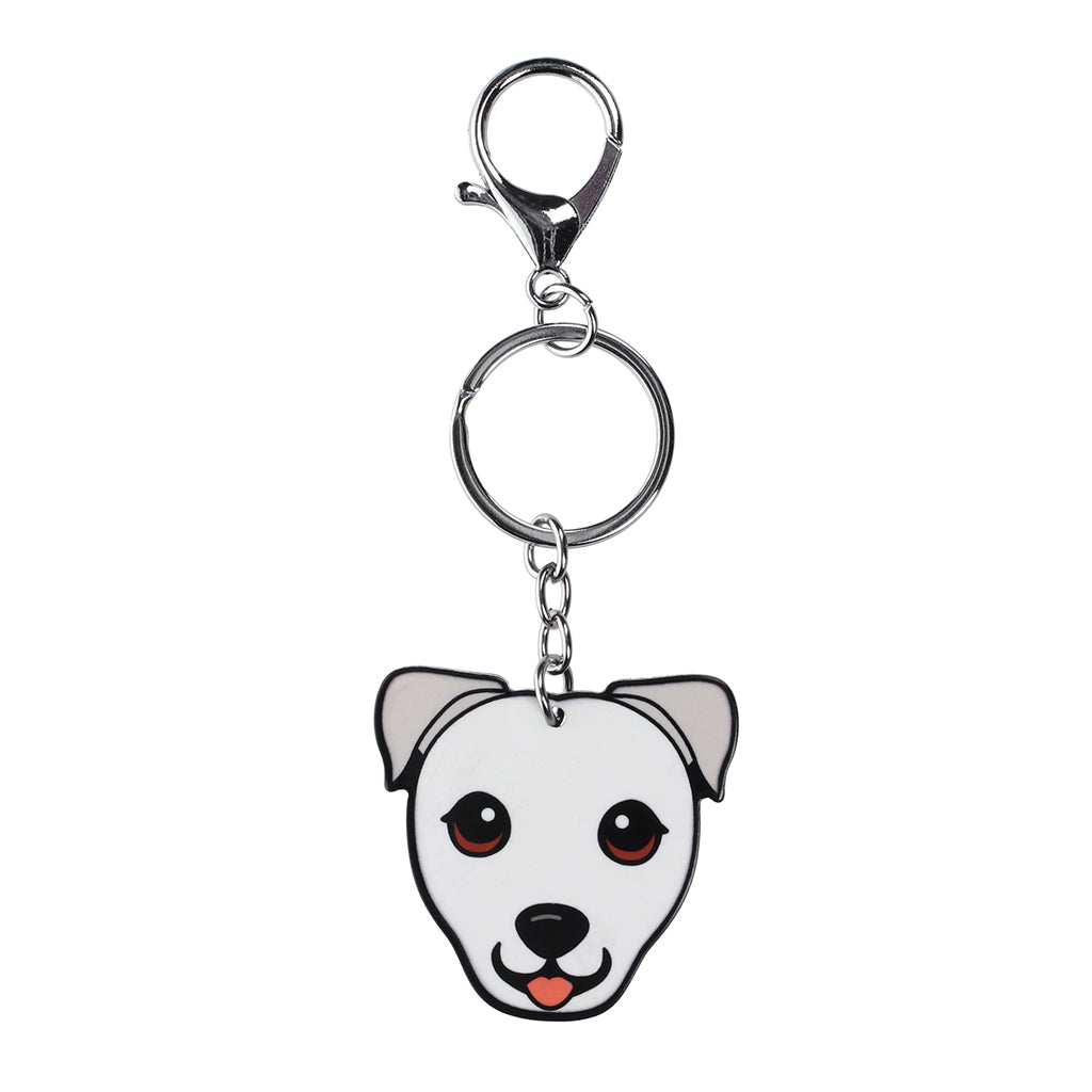 PK132 - Pet Keyring - Staffy White