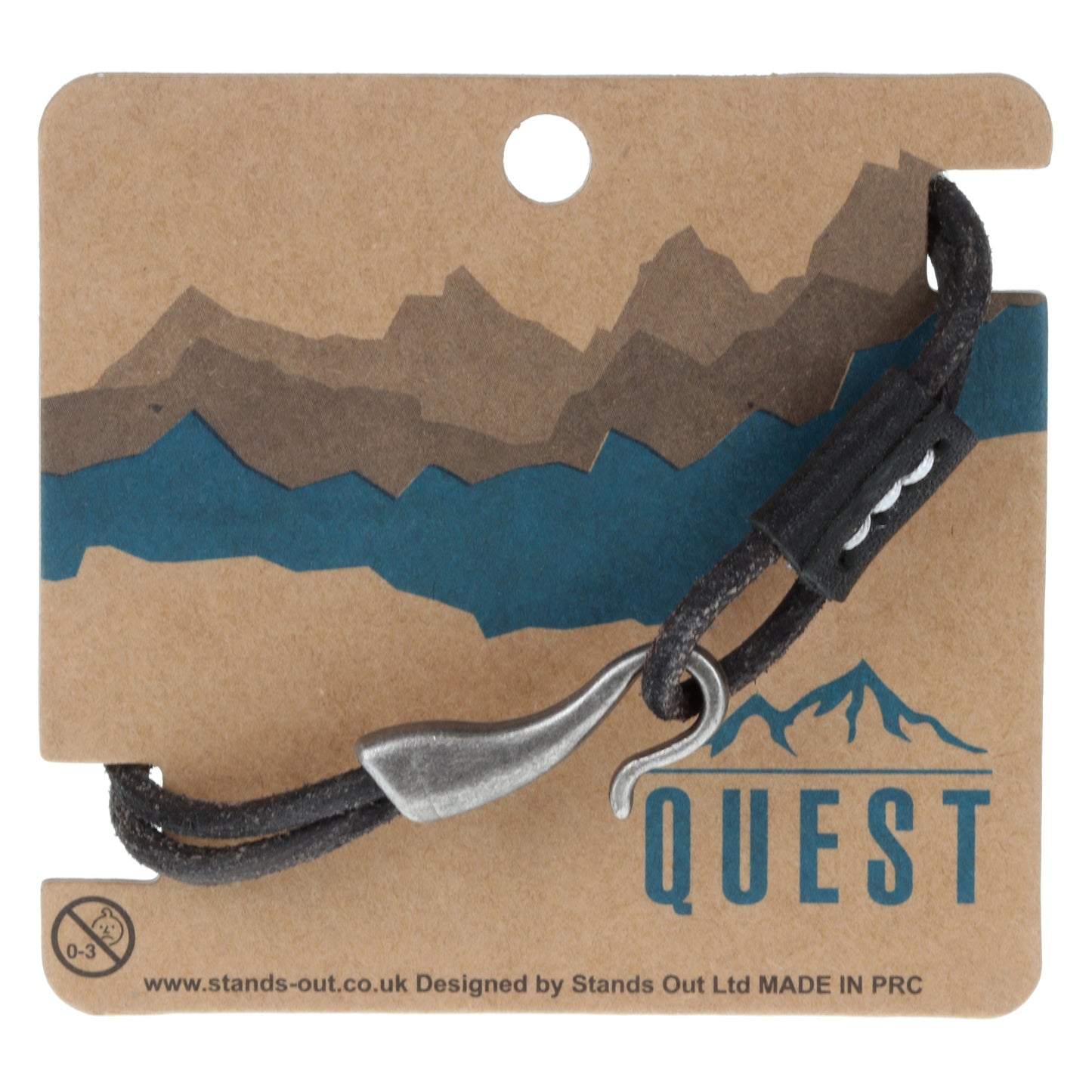 Q8 - Quest Mens Dark Brown Leather Bracelet With A Silver Hook Fastening