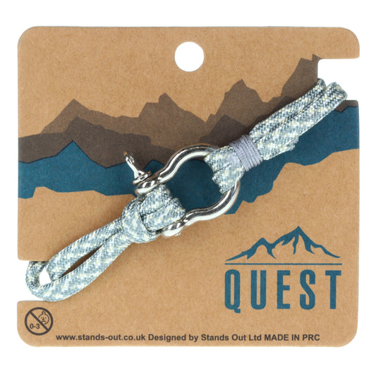 Quest Mens Silver And Blue Braided Bracelet With A Silver Push Clasp