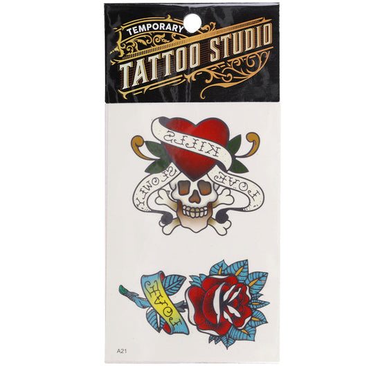 Temporary Tattoos-Skull And Roses