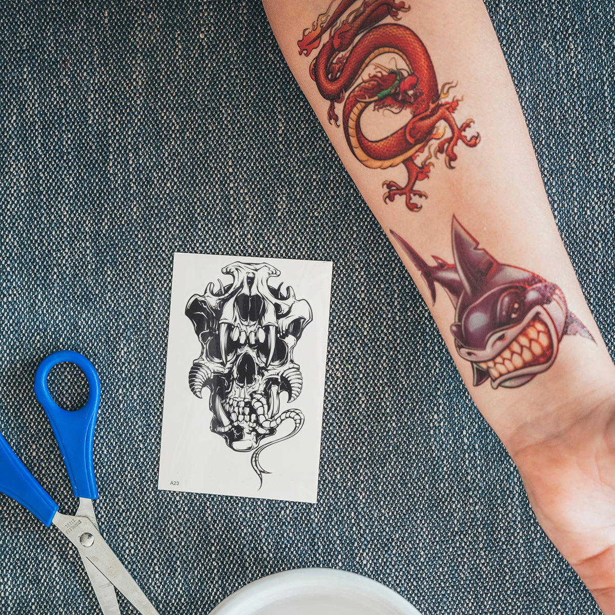 TATA23 - Temporary Tattoos-Fang Skull