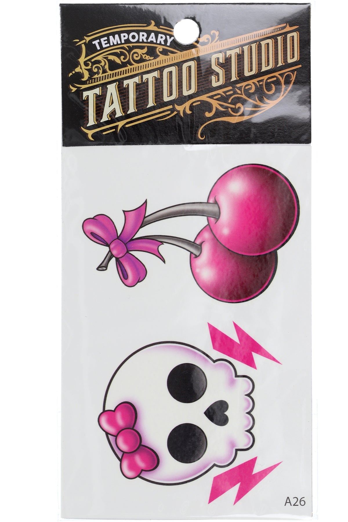 TATA26 - Temporary Tattoos-Cherry And Skull
