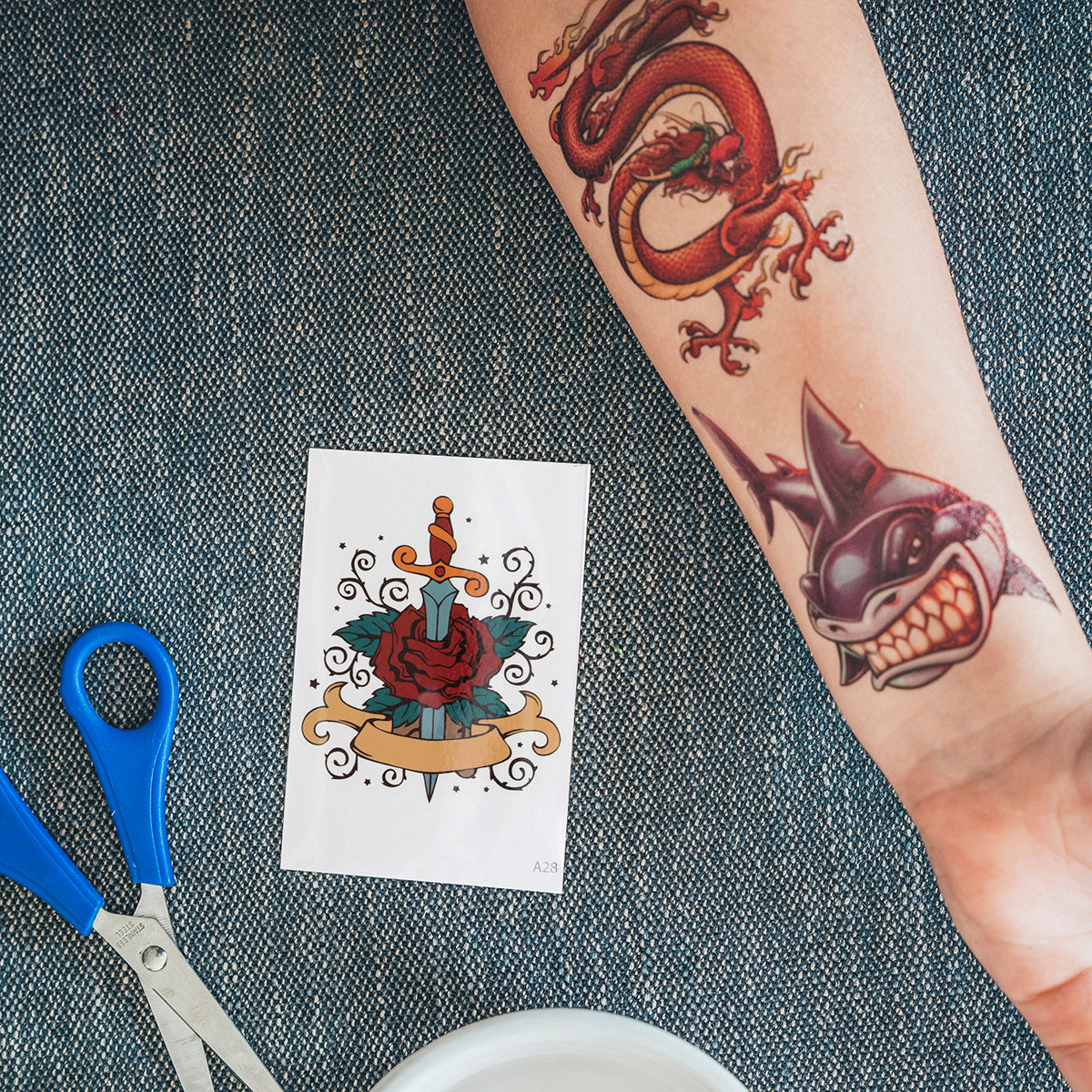 Temporary Tattoos-Dagger Rose