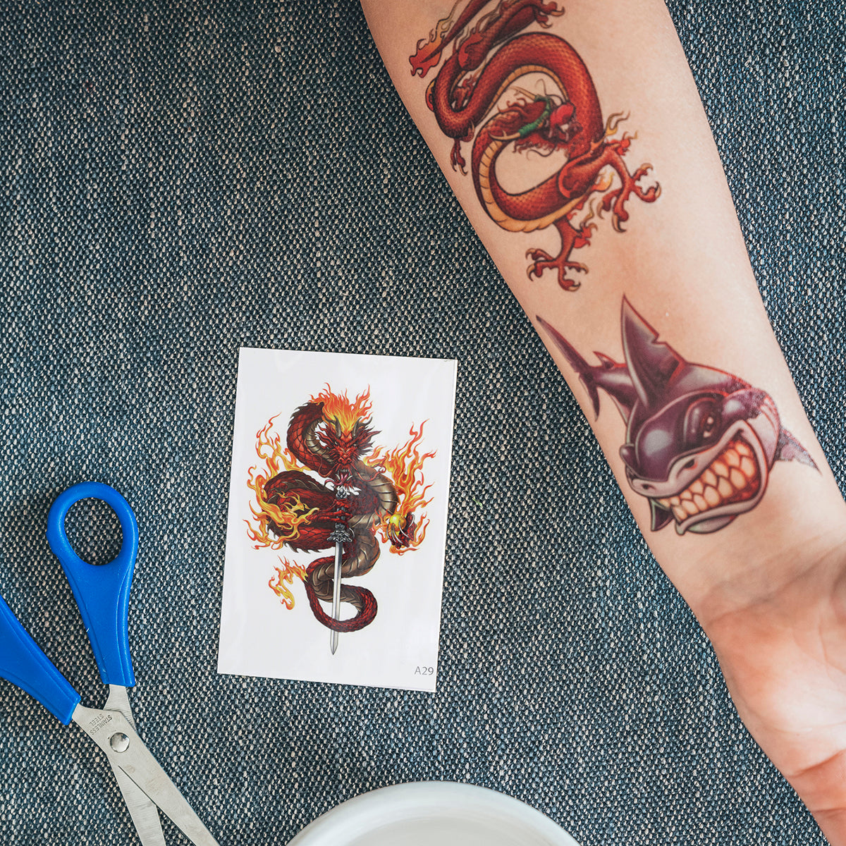 TATA29 - Temporary Tattoos-Dragon Sword