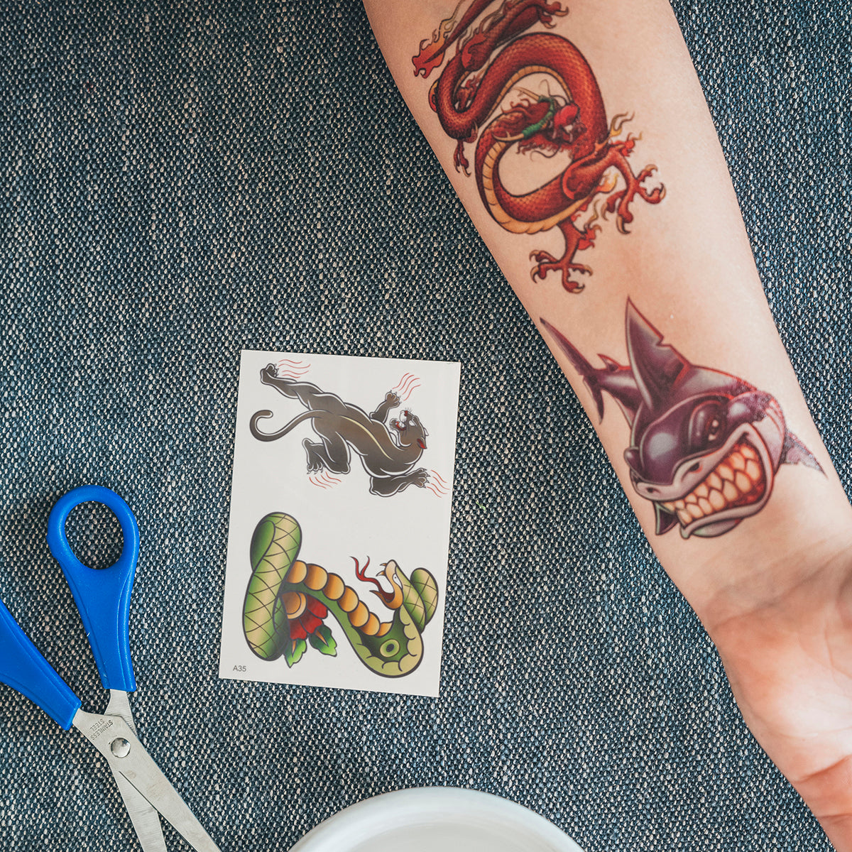 TATA35 - Temporary Tattoos-Cobra And Panther