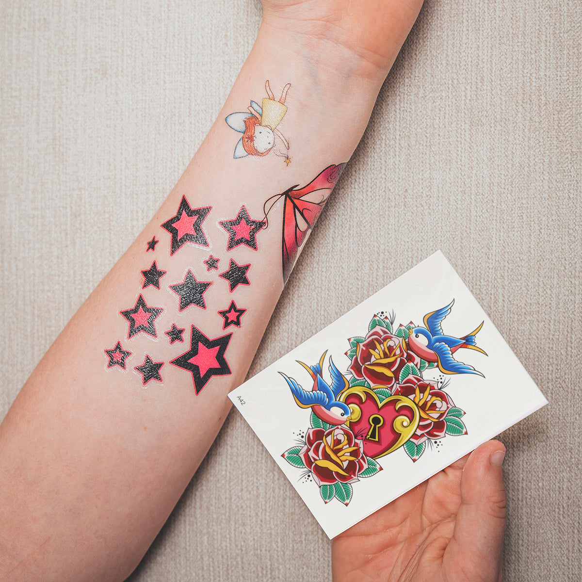 Temporary Tattoos-Swallows-And Roses